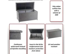 Kussenbox Van Polyrattan Mcw-D88 Iii, Basic Grijs, 51X115X59Cm 250L