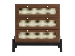 Ladekast - 3 Pvc Rotan Lades Met Zwarte Poten - Bruin