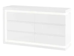 Ladekast Met 6 Lades - Met Ledverlichting - Mdf - Wit Gelakt - Flarancia