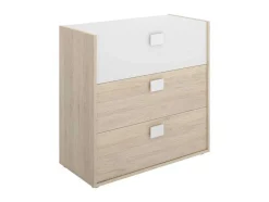 Ladekast Sonia - 3 Lades - Kleuren: Eiken En Wit