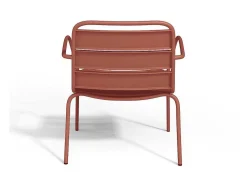 Lage Opstapelbare Tuinfauteuil + Voetensteun - Metaal - Terracotta - Mirmande