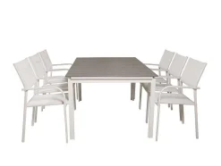 Levels Tuinmeubelset Tafel 100X160/240Cm En 6 Stoel Santorini Wit, Grijs.