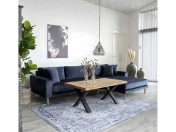 Lido Bank Met Chaise Longue Rechts Velours Donker Blauw.