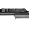 Lido Chaiselong Sofa Rechts Met 4 Kussens, Velour Grijs.