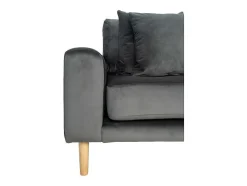Lido Chaiselong Sofa Rechts Met 4 Kussens, Velour Grijs.