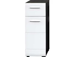 Linebad Badkamerkast 1 Deur, 1 Lade Gerookt Zilver, Wit Hoogglans.