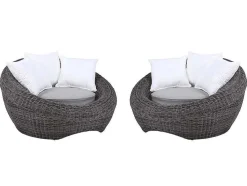 Loungeset Van Geweven Hars - Grijs - Zitbank, 2 Fauteuils En Salontafel - Whiteheaven