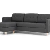 Marino 3-Zitsbank Met Chaise Longue Links Stof Donkergrijs.