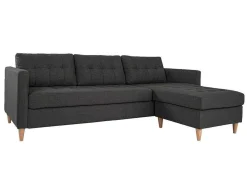 Marino 3-Zitsbank Met Chaise Longue Links Stof Donkergrijs.