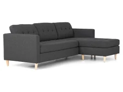 Marino 3-Zitsbank Met Chaise Longue Links Stof Donkergrijs.