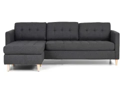 Marino 3-Zitsbank Met Chaise Longue Links Stof Donkergrijs.