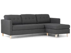 Marino 3-Zitsbank Met Chaise Longue Links Stof Donkergrijs.