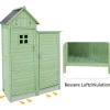 Massief Houten Tuinhuis Met Pvc Schuin Dak - 2 Planken 3 Klapdeuren - L118 X D54 X H173 Cm - Groen