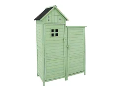 Massief Houten Tuinhuis Met Pvc Schuin Dak - 2 Planken 3 Klapdeuren - L118 X D54 X H173 Cm - Groen