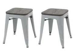 Mcw-A73 Kruk (Set Van 2) Houten Zitting, Grijs