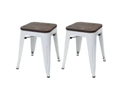Mcw-A73 Kruk (Set Van 2) Houten Zitting, Wit