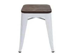 Mcw-A73 Kruk (Set Van 2) Houten Zitting, Wit