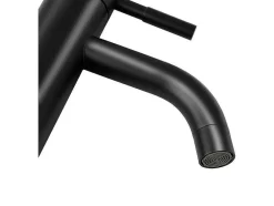 Mechanische Mengkraan Met Ronde Vorm Van Geborsteld Roestvrij Staal - Mat Zwart - H29.6 Cm - Salavan