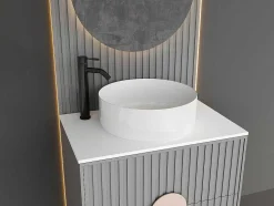 Mechanische Mengkraan Met Ronde Vorm Van Geborsteld Roestvrij Staal - Mat Zwart - H29.6 Cm - Salavan