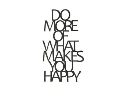 Metalen Decoratie Makes You Happy 1, Zwart, 41X1,5X70 Cm, Epikasa
