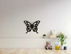 Metalen Decoratie Vlinder 7, Zwart, 48X1,5X37 Cm, Epikasa