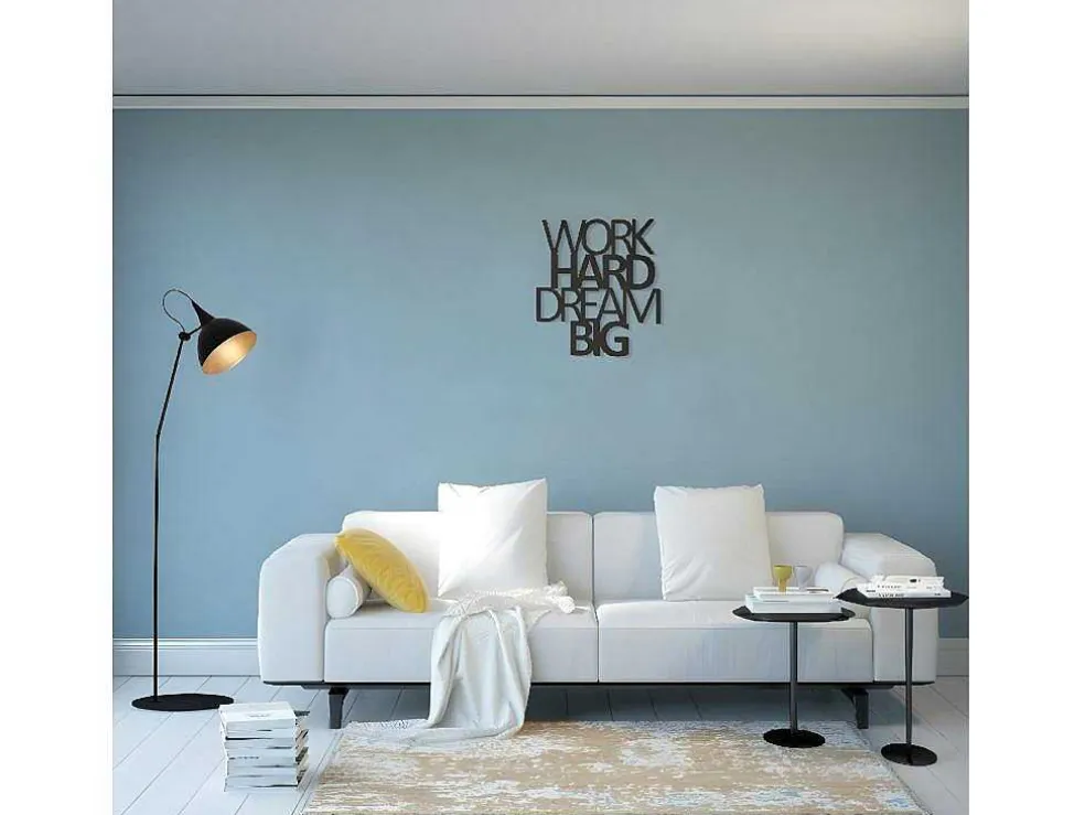 Metalen Decoratie Work Hard Dream Big 1, Zwart, 65X1,5X70 Cm, Epikasa