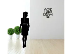 Metalen Decoratie Work Hard Dream Big 1, Zwart, 65X1,5X70 Cm, Epikasa