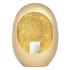 Metalen Kandelaar - B.26 X H.33 Cm - Messing En Bladgoud Afwerking - Verguld - Belinni