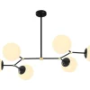 Metalen Plafondlamp Met 6 Bollen Damar - L. 100 X H. 52 Cm - Zwart En Goudkleurig