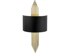Metalen Wandlamp Sangarius - B22 X H75 Cm - Zwart En Goud