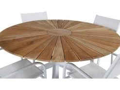 Mexico Tuinmeubelset Tafel O140Cm En 4 Stoel Santorini Wit, Naturel.