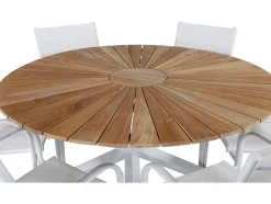 Mexico Tuinmeubelset Tafel O140Cm En 6 Stoel Santorini Wit, Naturel.