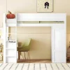 Mezzaninebed 90X200Cm - Multifunctioneel Kinderbed - Voorzien Van Kledingkast En Bureau - In Massief Grenen - Wit