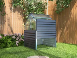 Mini-Tuinkas Van Polycarbonaat En Structuur Van Aluminium - L120 X B120 X H169 Cm - Antraciet - Genista