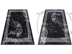 Miro 51278.810 Tapijt Wasbaar Marmer, Grieks Antislip - Zwart / Wit 140X190 Cm