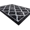 Miro 51639.806 Tapijt Wasbaar Trellis Geruite Antislip - Zwart 200X290 Cm