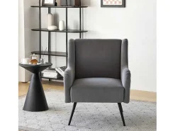 Moderne Loungestoel - Enkele Bank Met Armleuningen - Metalen Poten - Grijs