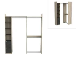 Moduleerbare Kleerkast Hoek Of Recht - L200 Cm - Kleur: Naturel En Zwart - Emilyo