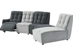 Moduleerbare Relaxhoekbank Van Fluweel - Lichtgrijs En Antraciet - Alford