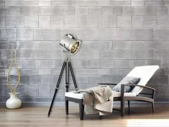 Movie Vloerlamp, Zilver, Zwart, 45X45X175 Cm, Epikasa