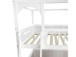 Multifunctioneel Stapelbed Voor Kinderen - Met Ladder En Glijbaan - 2X90X200Cm - Massief Hout - Wit