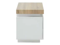 Nachtkastje - 2 Lades - Gelakt Mdf - Met Ledverlichting - Kleur: Wit En Eiken - Halo Ii