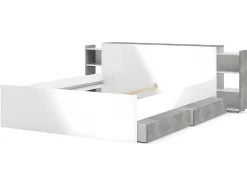 Nada Hoofdbord Met Opbergruimte 160 Cm, Betondecor/Wit Hoogglans.