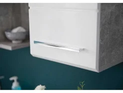Nanobad Badkamerkast 1 Deur Betonsteen Decor, Wit Hoogglans.