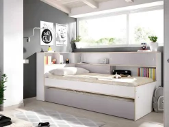 Nestbed Met Opbergruimte - 90 X 200 En 90 X 190 Cm - Wit En Grijs + Bedbodem - Losiana