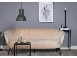 Nice Bank 3 Persoons Velours Beige.