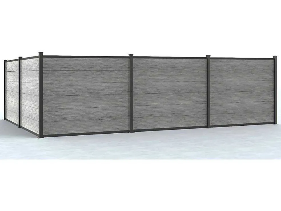 Omheining H156 Cm - Set Van 6 Latten In Composiet + 1 Lichtgrijze Paal - Enola