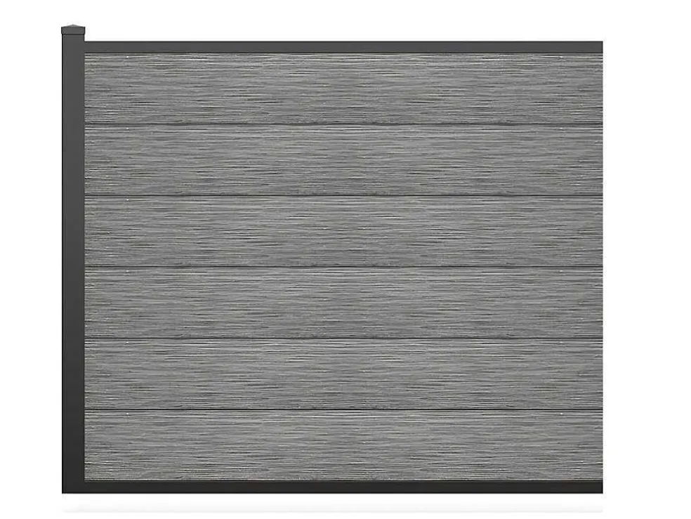 Omheining H156 Cm - Set Van 6 Latten In Composiet + 1 Lichtgrijze Paal - Enola