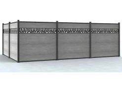Omheining H181 Cm - Set Van 7 Latten In Composiet Met Motief + 2 Lichtgrijze Palen - Enola