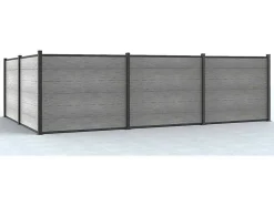 Omheining H156 Cm - Set Van 6 Latten In Composiet + 2 Lichtgrijze Palen - Enola
